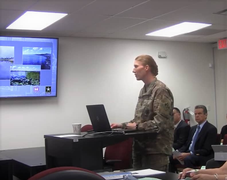 Lt. Col. Jennifer Reynolds addressing council members with a presentation